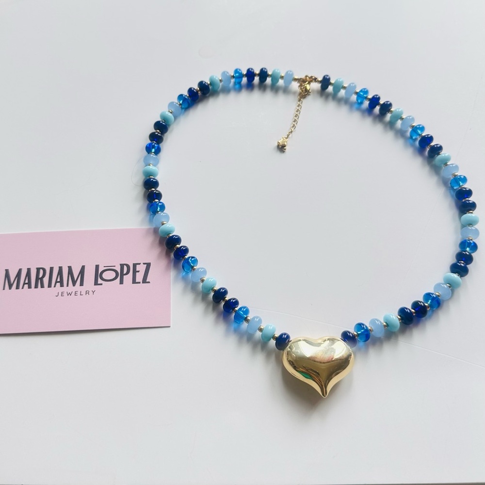 Blue and Gold Heart Necklace